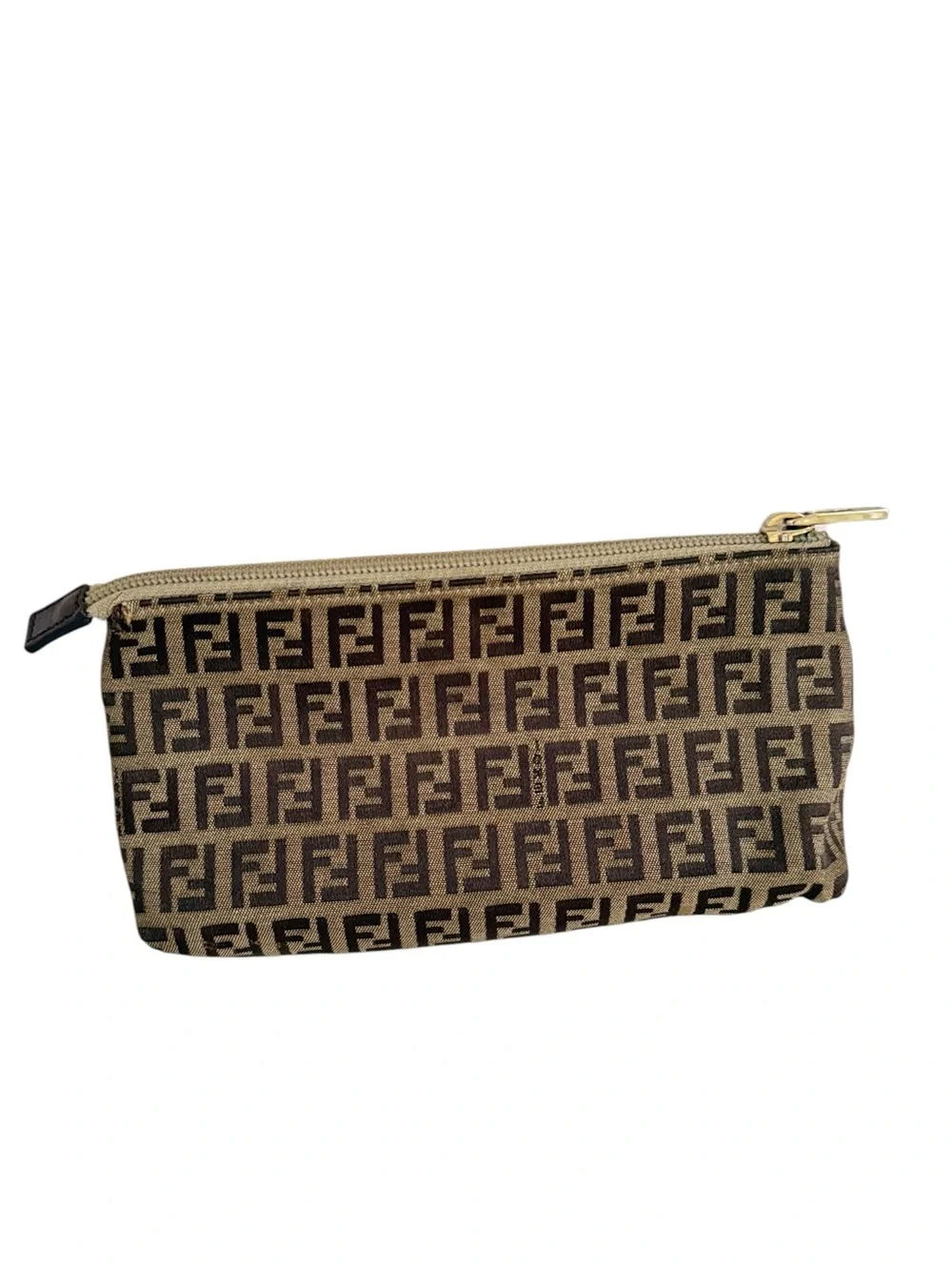 Vintage Y2K Fendi Zucchino FF Monogram Canvas Mini Clutch Bag Brown